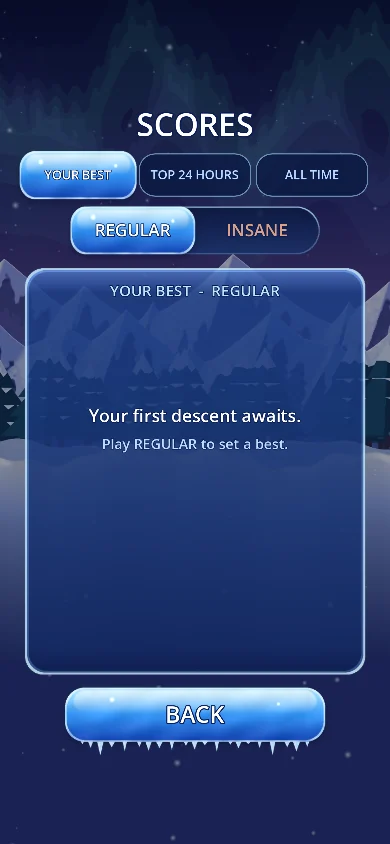 Scores screen with Your Best, Top 24 Hours and All Time tabs